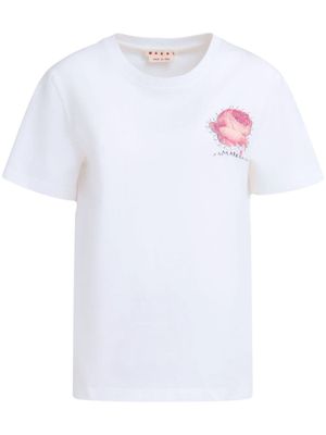 Marni floral-appliqué cotton T-shirt - White