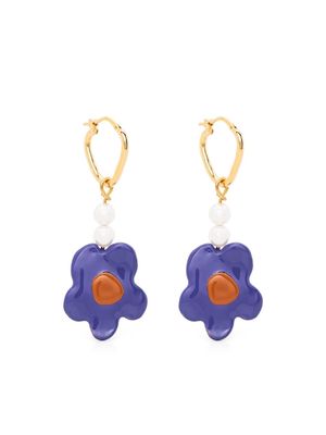 Marni floral-charm pearl-embellished earrings - Purple