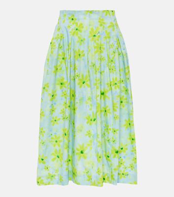 Marni Floral cotton poplin midi skirt