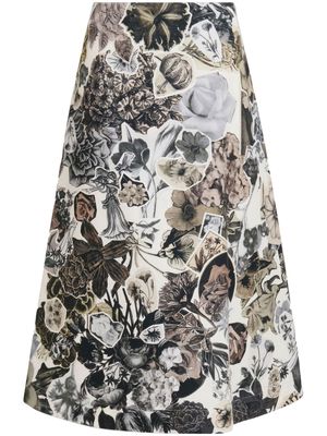 Marni floral-print A-line skirt - Neutrals