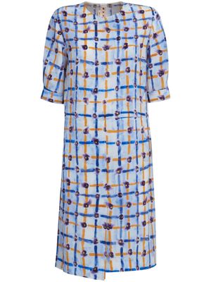 Marni floral-print asymmetric midi dress - Blue
