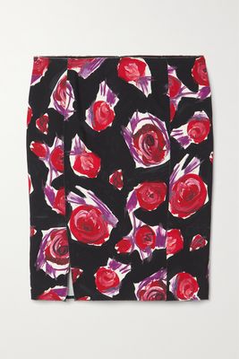 Marni - Floral-print Crepe Skirt - Black