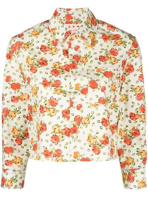 Marni floral-print cropped shirt - Neutrals