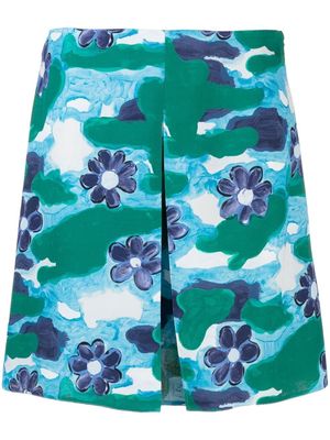 Marni floral-print mini skirt - Blue
