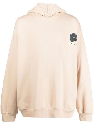 Marni floral-print organic cotton hoodie - Neutrals