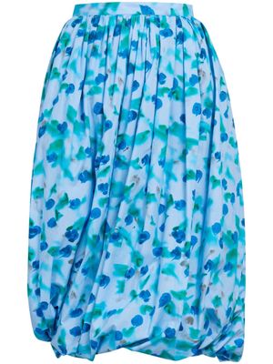 Marni floral-print peplum midi skirt - Blue