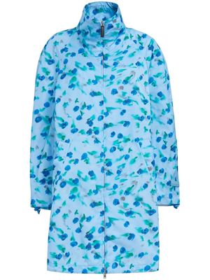 Marni floral-print ruched midi coat - Blue