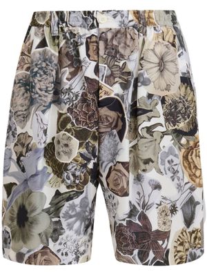 Marni floral-print silk shorts - Neutrals