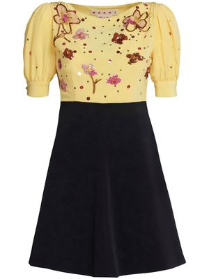 Marni floral sequin-embellished mini dress - Black