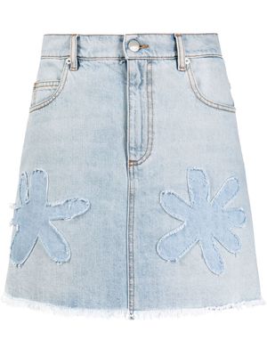 Marni flower applique denim skirt - Blue