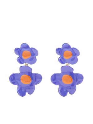 Marni flower-pendant drop earrings - Purple