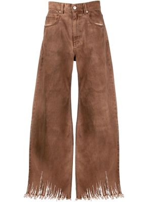 Marni fringed wide-leg jeans - Brown
