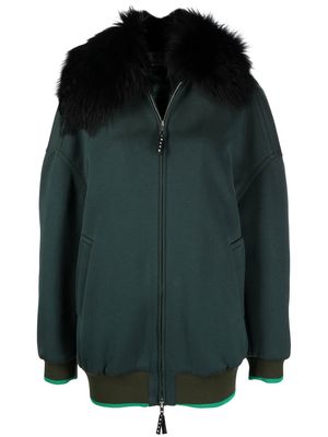 Marni fur-collar oversize bomber jacket - Green