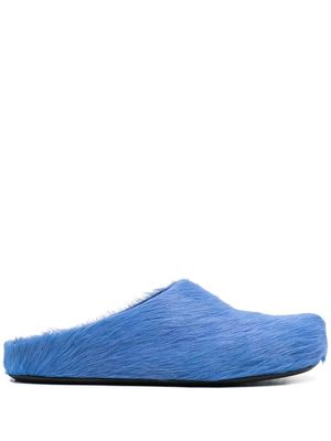 Marni fur-trimmed sabot slippers - Blue