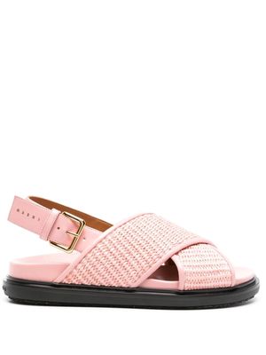 Marni Fussbet leather-trim raffia sandals - Pink