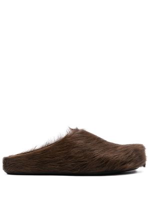 Marni Fussbet Sabot calf-hair slippers - Brown