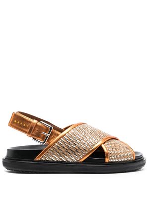 Marni Fussbett metallic raffia sandals - Orange