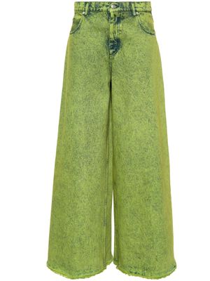 Marni garment-dyed wide-leg jeans - Green