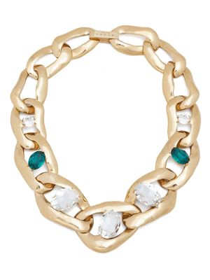 Marni gemstone-detail chunky chain necklace - Gold