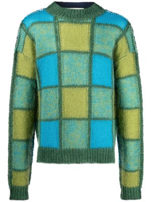 Marni geometric-knit crewneck jumper - Green