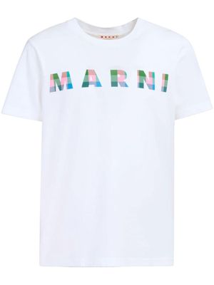 Marni gingham logo-print cotton T-shirt - White