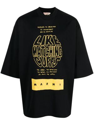 Marni graphic-print 3/4-sleeves T-shirt - Black
