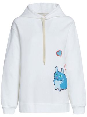 Marni graphic-print cotton hoodie - White