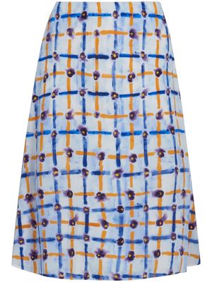 Marni graphic-print silk midi skirt - Blue