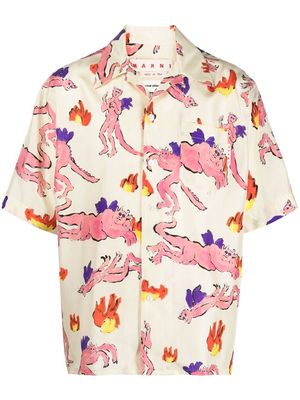 Marni graphic-print silk T-shirt - Yellow