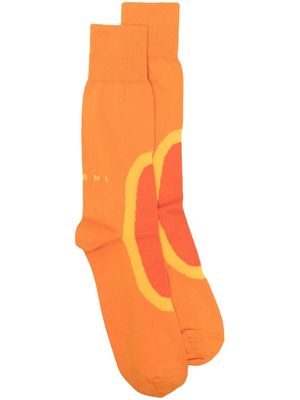 Marni graphic-print socks - Orange