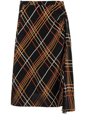 Marni grid-pattern silk skirt - Black
