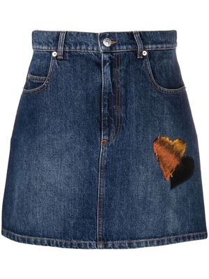 Marni heart-appliqué denim miniskirt - Blue