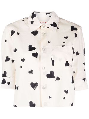 Marni heart-print cropped shirt - Neutrals