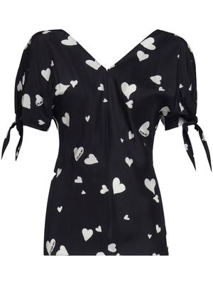 Marni heart-print silk blouse - Black