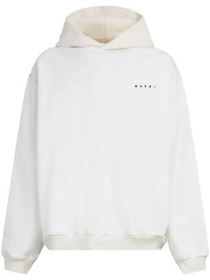 Marni hearts-print cotton hoodie - White