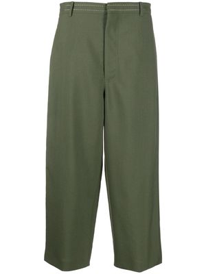 Marni high-waisted wool cropped trousers - Green