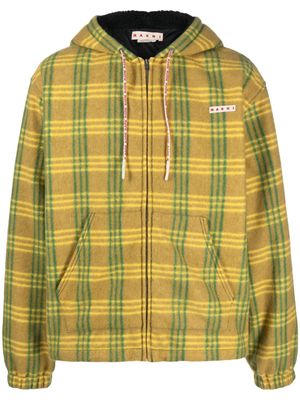 Marni hooded checked jacket - Yellow