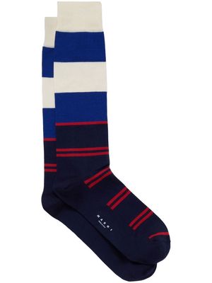 Marni horizontal stripe socks - Blue