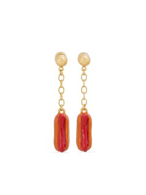 Marni hot dog-motif drop earrings - Orange