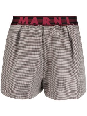 Marni houndstooth-pattern wool-blend shorts - Neutrals