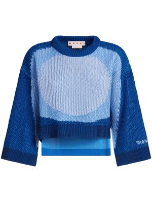 Marni intarsia-knit cotton jumper - Blue