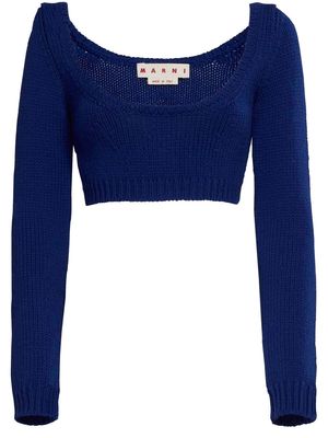 Marni intarsia knit cropped jumper - Blue