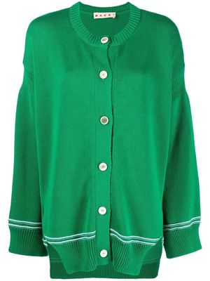 Marni intarsia-knit logo cotton cardigan - Green