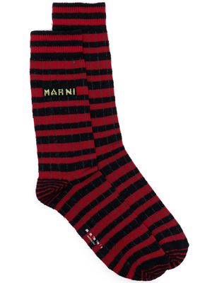 Marni intarsia-knit striped socks - Red