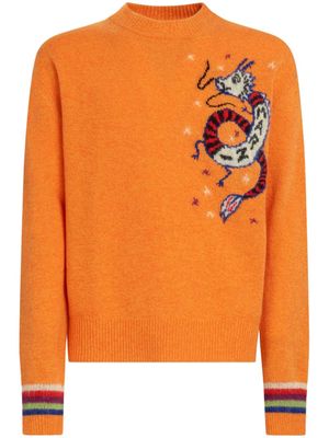 Marni intarsia-knit wool blend jumper - Orange