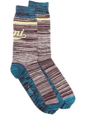 Marni intarsia-logo striped socks - Red
