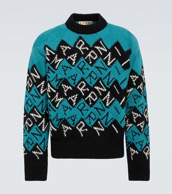 Marni Intarsia logo virgin wool sweater