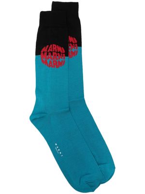 Marni jacquard logo-motif cotton socks - Blue