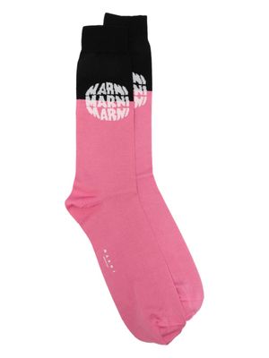Marni jacquard logo-motif cotton socks - Pink