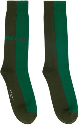 Marni Khaki & Green Logo Socks